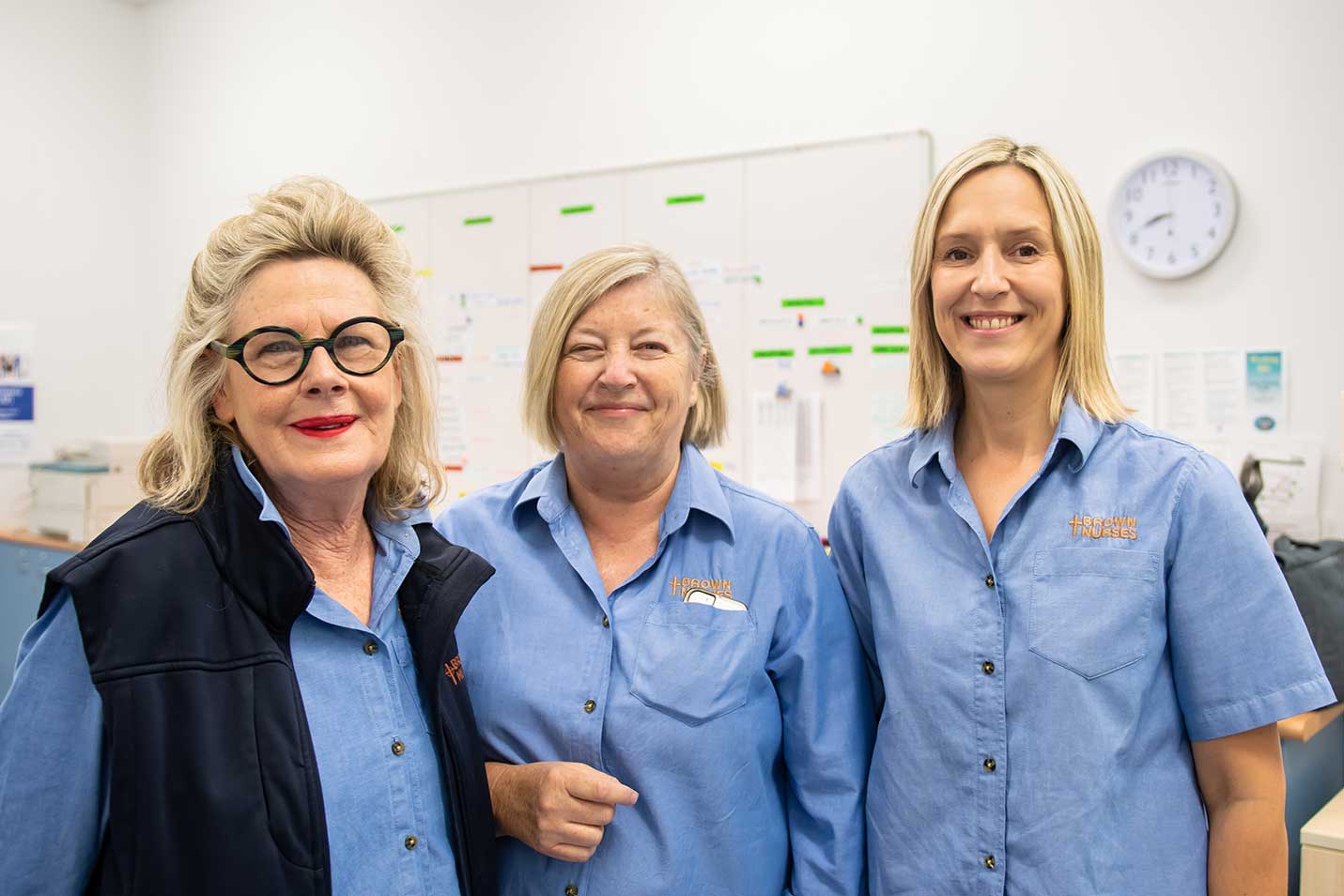 Brown Nurses Mary, Wendy and Deb at work in inner Sydney